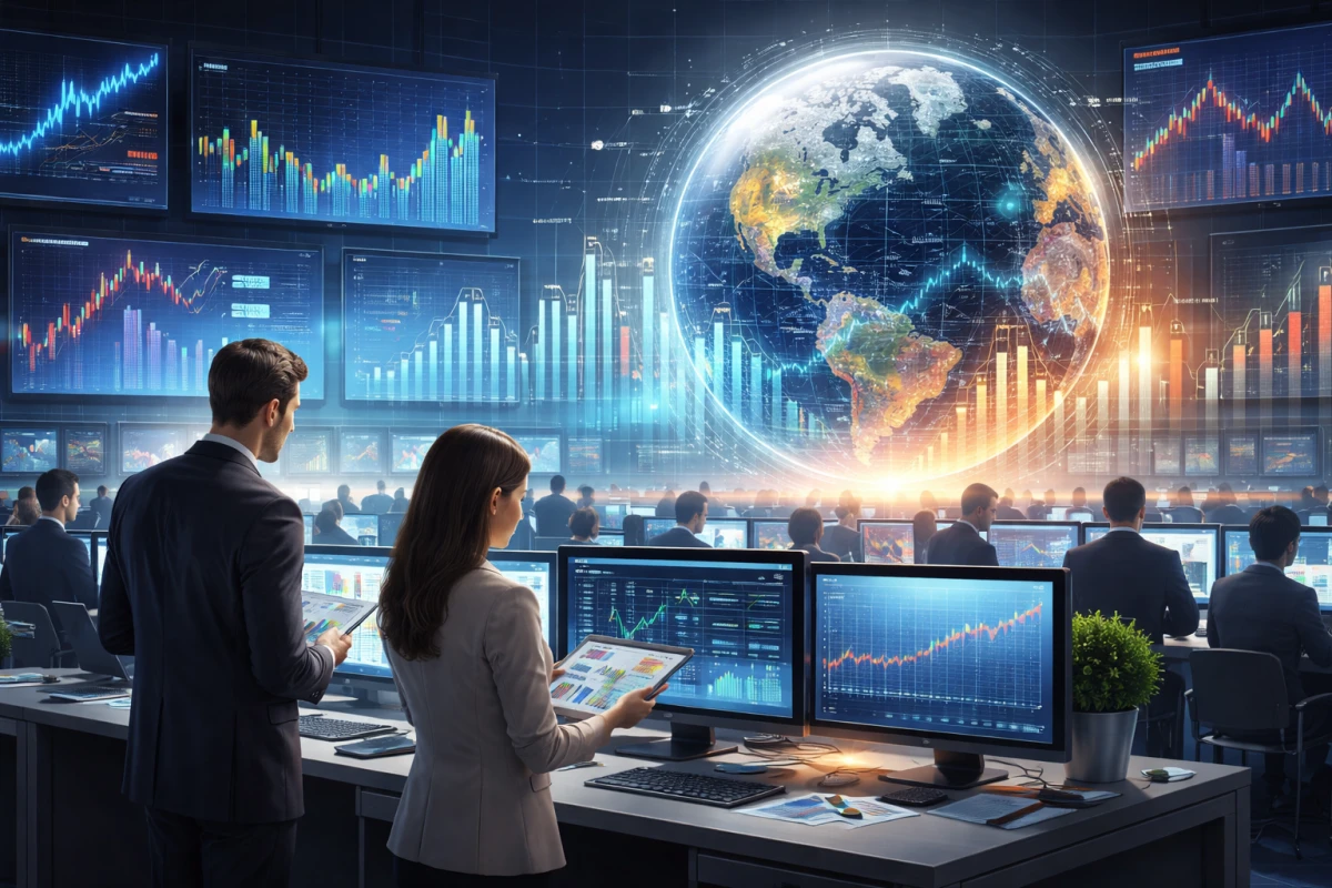 Ekonomi piyasaları, enflasyon, faiz ve risk yönetimi konularını anlatan SEO uyumlu haber görseli.