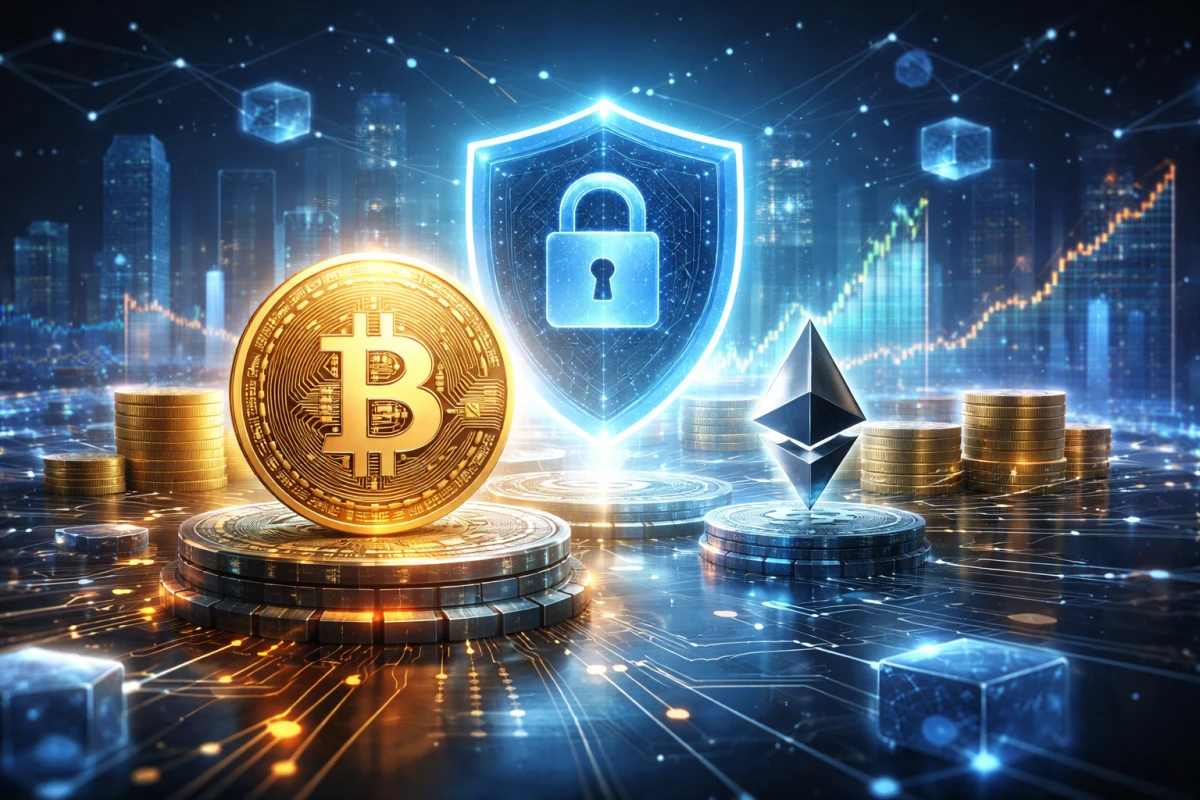 Bitcoin, Ethereum ve Blockchain Güvenliği: Tekno Piyasa Rehberi konusu icin Kripto alanini anlatan SEO uyumlu haber gorseli.
